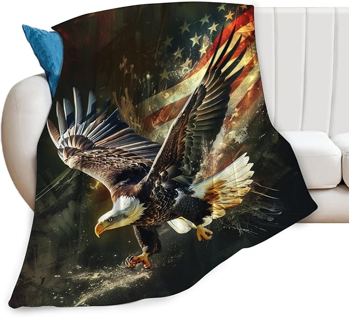 Tijuboni American Eagle Throw Blanket Eagle Gifts for Girls Boys Women Men Kids Adults Soft Flannel Fleece Blanket for Couch Sofa Bed Home Decor 40"x50"