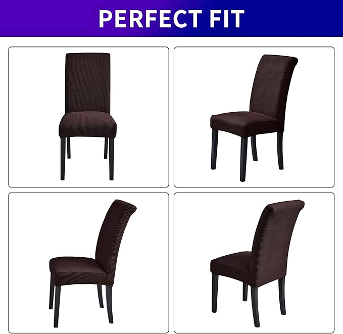Howhic Stretch Chair Covers for Dining Room Set of 2, Removable Washable Dining Room Chair Covers, Dining Chair Slipcovers Seat Protector, Great for Home Decor and Banquet (Chocolate, 2 Pack)