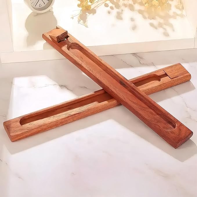 2 Packs Wood Incense Holder for Sticks with Adjustable Angle, Incense Stick Holder with Ash Catcher,Stick Incense Burner,9.8 Inches
