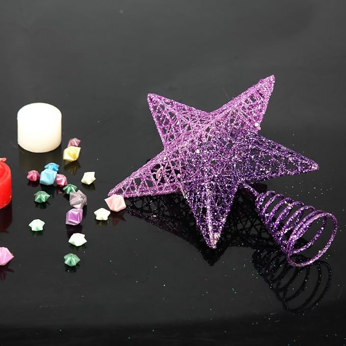 BinaryABC Christmas Tree Topper Star,Glittering Christmas Tree Decoration Ornaments,20cm (Purple Gradient)