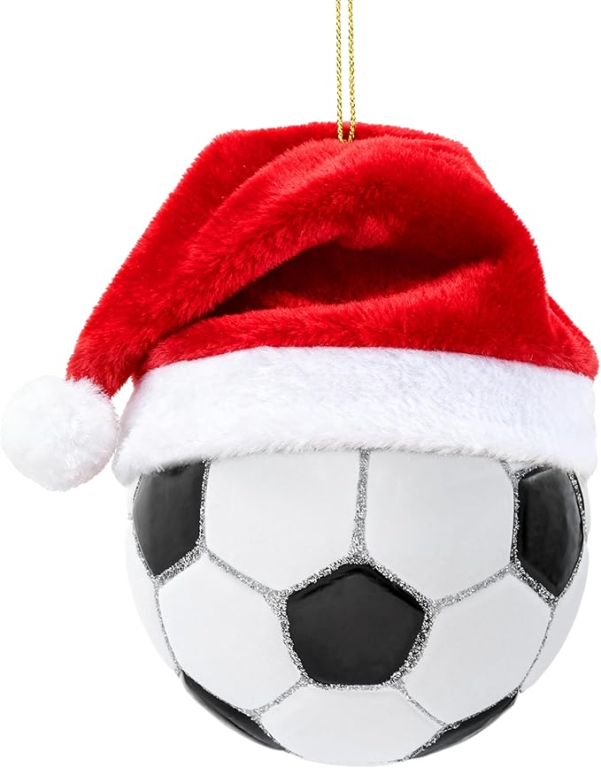 Joiedomi Christmas Soccer Glass Small Ornament, Sports Ball Ornaments Blown Mini Soccer Decor for Tree Hanging Preppy Decorations Outdoor Indoor, Xmas Gifts Party Favors