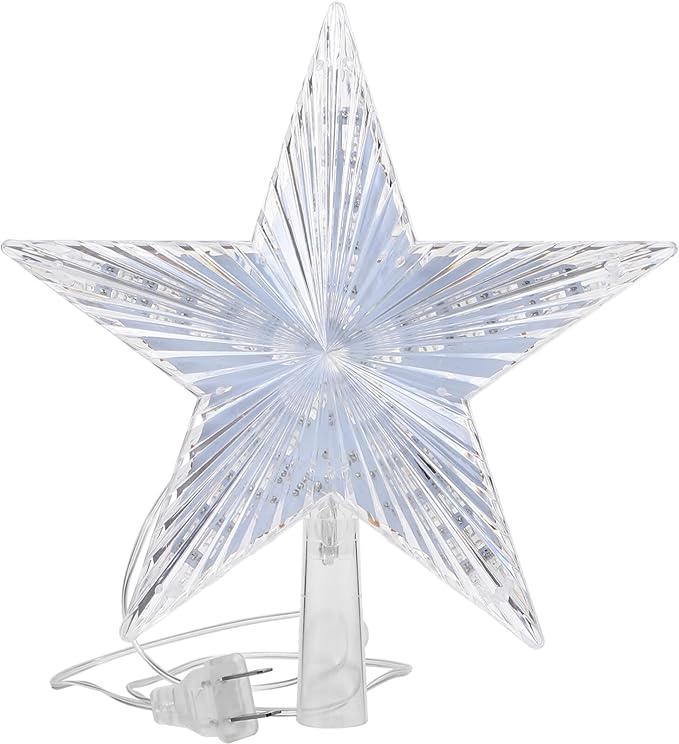 Beaupretty Tree Topper Star Plug LED Treetop Star Ornament for Indoor Holiday Party (Warm White)