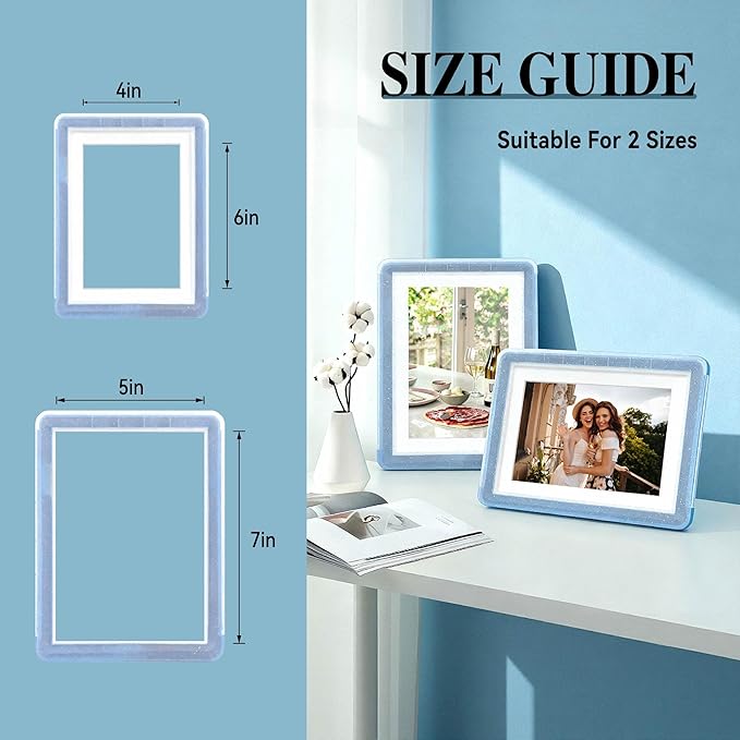 5x7 Picture Frame, Clear Acrylic Photo Frame with White Mat for 4x6 Photos, One-Piece Shatterproof Tool-Free Design, UV-Resistant Waterproof Tabletop Frame for Home Office Decor with 10-Year Warranty