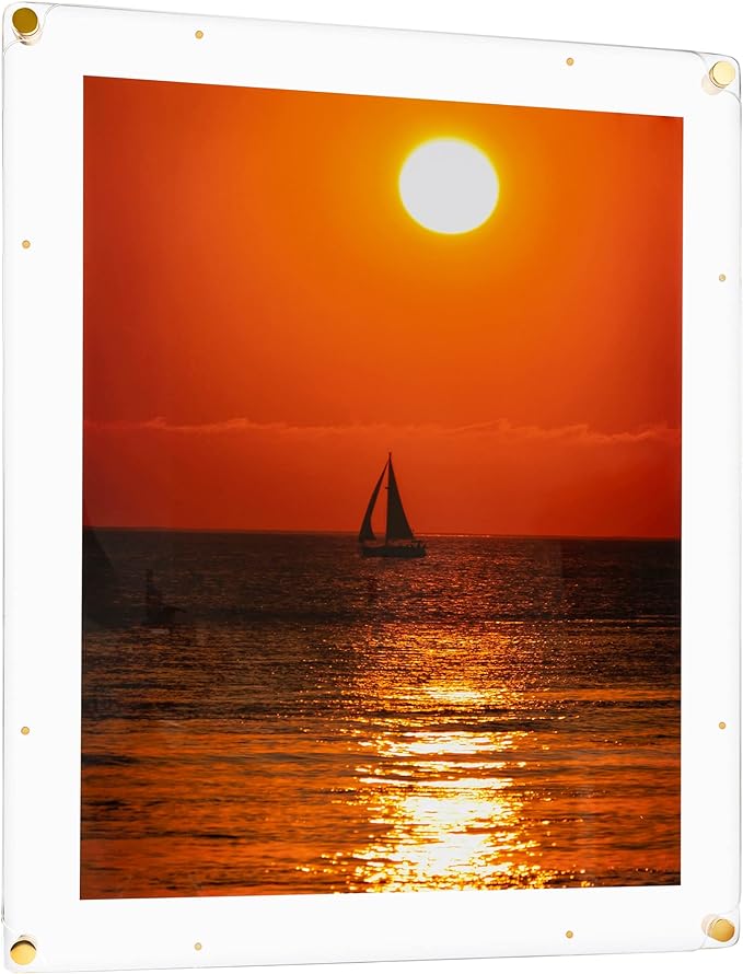 ArtToFrames 16x20 Inch Magnetic Acrylic Frame with Gold Standoffs for Wall Mounting and Removable Acrylic Front, Full Frame Size is 20x24 Inches (AcrylicMagnet-109-16x20-71-1)