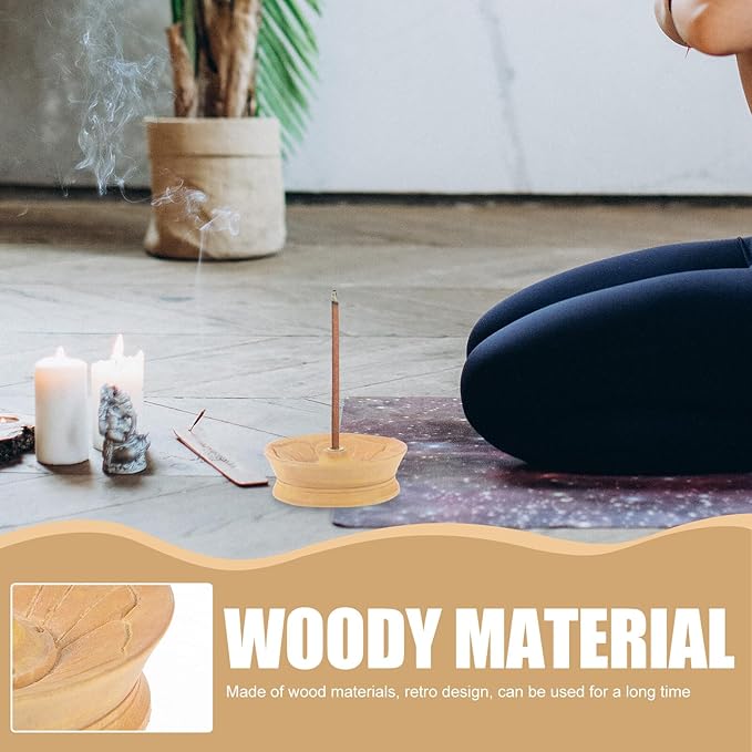 Nepal Wooden Incense Rope Burner Lotus-Shaped Home Incense Holder Tray for Meditation and Office Relaxation Stylish Decorative Ash Catcher with Smooth Practical Design