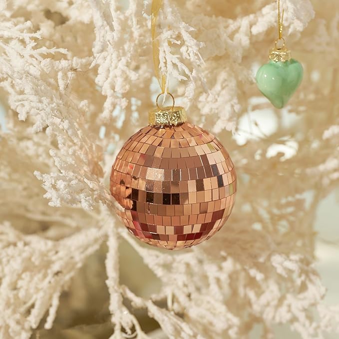 WDS WONDROUS Christmas Disco Ball Ornaments Set of 12 – 3.14” Colorful Xmas Tree Decorations with Iridescent Laser Effect, Glass Christmas Ornaments for Indoor Party Decor Holiday