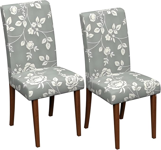 Stretch Dining Chair Covers Set of 2,Floral Print Chair Covers,Soft Removable Washable,Pet Friendly Furniture Protector,Universal Chair Slipcovers for Home, Kitchen,Ceremony Dining Room Seat