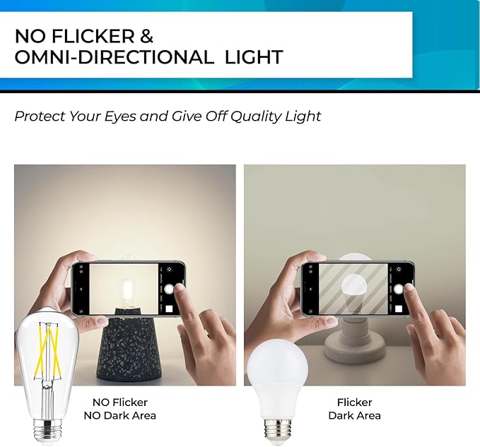 Hizashi E26 Edison Bulb 60 Watt LED, 4000K Dimmable Light Bulbs, ST19 Vintage Light Bulbs Cool White, 95+CRI, UL Listed,700 Lumens 6W E26 Medium Base, Clear Glass, Pack of 3