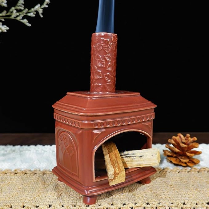 Palo Santo Burner Holder-Ceramic Mini Chiminea, Incense Chimney-Style Burning Smudge Bowl for Sage, Incense Cones, Incense-Stick Fits Small Candle-Ideal for Home Altar, Zen/Meditation