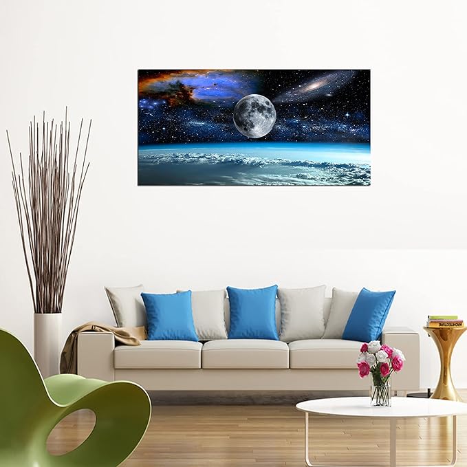 XXM WallArt FC2575 Space View From Earth Canvas Wall Art Landscape Modern Decor Abstract Canvas for Living Room Bedroom Kitchen Home and Office Wall Decor