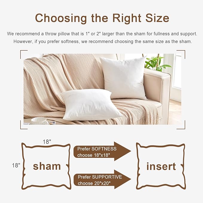 Organic Feather Down Lumbar Pillow Inserts (14x24 Inch, Set of 2) - 100% Cotton Shell, Filling of Feathers & Memory Foam, Rectangular Decorative Pillow Form Core for Couch, Sofa, and Bed
