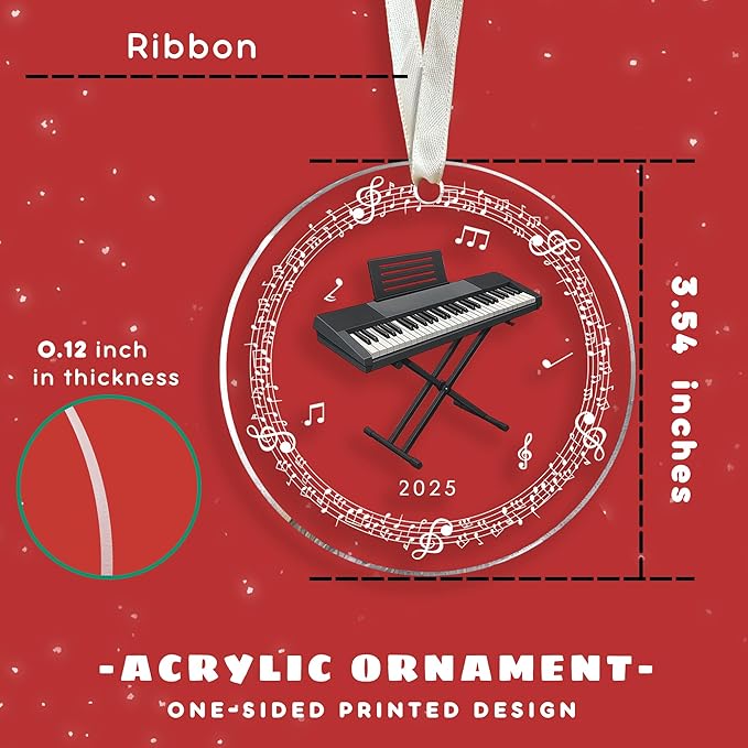 Electric Keyboard Ornaments - Electric Keyboard Christmas Ornament - Music Ornaments for Christmas Tree - Music Gifts for Lovers, Players, Teachers, Girls, Boys - Acrylic Ornament 2025