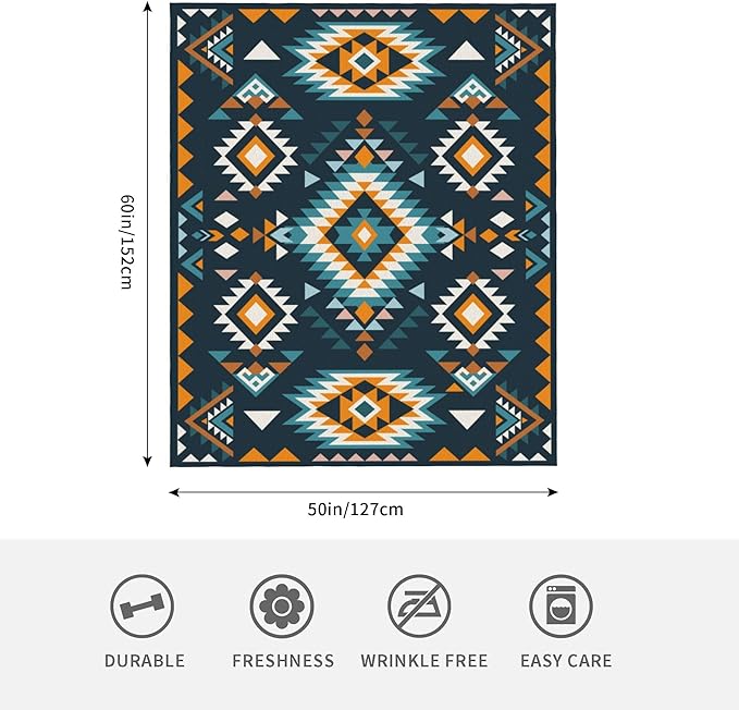Aztec Soft Throw Blanket Soft Plush Fleece Blankets Warm Cozy Lightweight Fuzzy Blanket for Bed Sofa Couch Home Decor 60"X50"