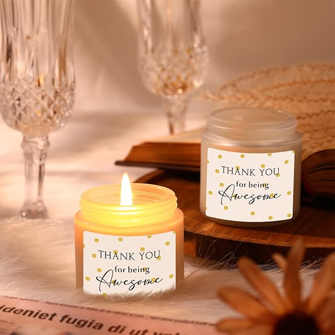 MTLEE 20 Pcs Thank You Candles Bulk 3.5 oz Christmas Employee Appreciation Gifts Scented Soy Wax Candles Thank You for Being Awesome Inspirational Jar Candle for Nurse Volunteer Coworker(Elegant)