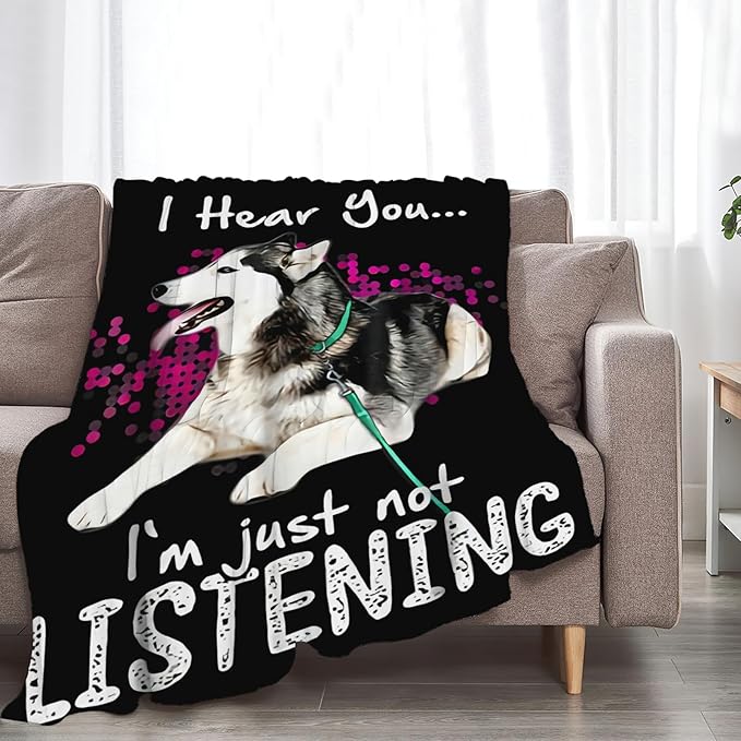 Tijuboni Husky Throw Blanket Dog Gifts for Girls Boys Women Men Kids Adults Soft Flannel Fleece Blanket for Couch Sofa Bed Home Decor 60"x80"