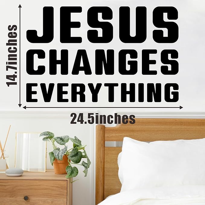 Inspirational Wall Stickers Gym Wall Decal Bible Verses Walls Decoration Teamwork Vinyl Sticker for Office Jesus Changes Everything Religious Decals Christian Walls Art Murals for Living Room Bedroom