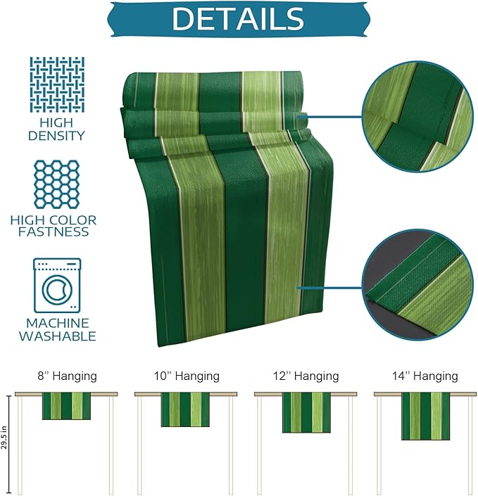 Vandarllin Table Runners 14X72 Inches Long, Forest Lime Green,Cotton Linen Farmhouse Retro Rustic Barn Wood Texture Tablecloths Non-Slip Party Table Decorations for Kitchen,Home,Dining,Outdoor,