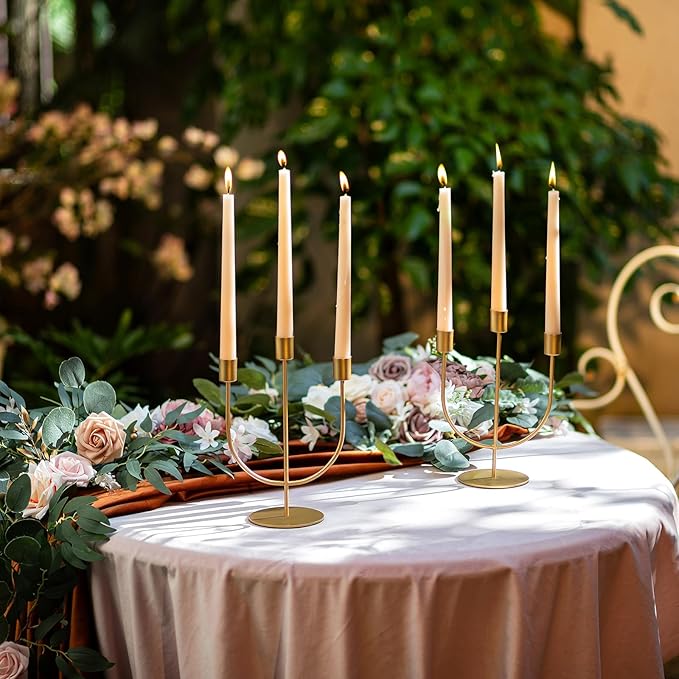 Sziqiqi Gold Candlestick Candle Holders - Candlesticks Candelabra Centerpiece for Tables Taper Candle Holder Bulk 6 Pieces Metal Candleholders for Christmas Wedding Party Event Decorations