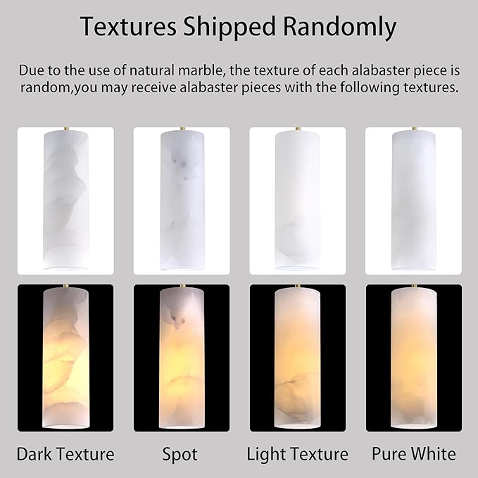Natural Alabaster Cylinder Marble Hanging Kitchen Island Modern Industrial Farmhouse Pendant Ceiling Light Fixture,3 Pack Gold Finish Over Sink Restaurant bar Corridor