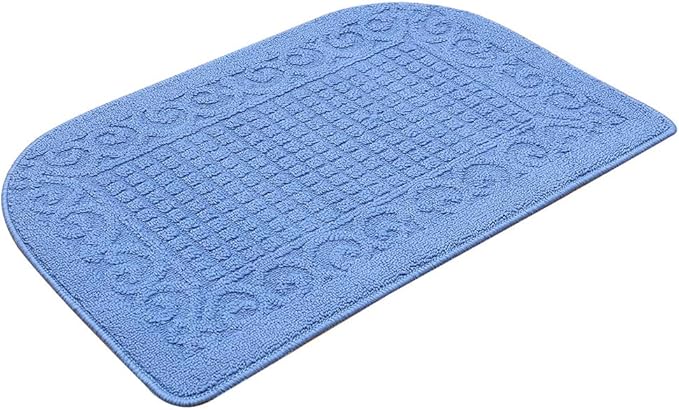 COSY HOMEER 39X20inch Anti Fatigue Kitchen Rug Mats are Made of 100% Polypropylene Half Round Rug Cushion Specialized in Anti Slippery and Machine Washable,Blue