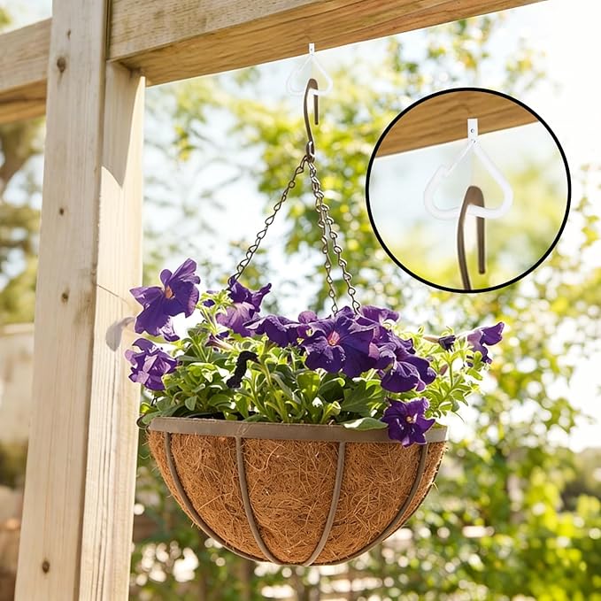 Hooks for Hanging - Ceiling Hooks for Outdoor Decor, Metal Key Hook, Decorative Plant Hanging, Clothes Hook, Heart-Shaped Screw Hooks Easy Installation (White, 10Pcs)