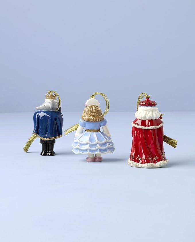 Lenox 898185 Nutcracker Ballet 3-Piece Ornament Set, Christmas, Holiday Decorations