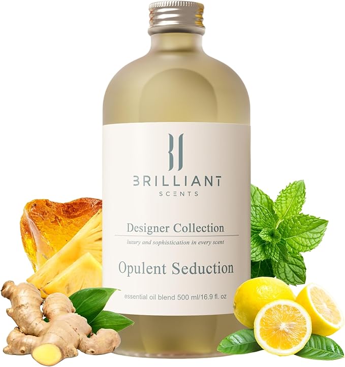 Brilliant Scents Opulent Seduction Fragrance Oil 500ml - Premium Diffuser Oil for Home, Office, Hotels - Long Lasting, Plant-Based, Meets IFRA Standards, USA-Made - Pineapple, Ginger, Oakmoss
