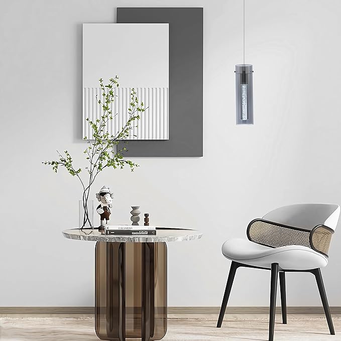 Modern Pendant Lights Kitchen Island, Anti-Glare Grey Glass Pendant Light Fixtures, Kitchen Lights for Dining Room