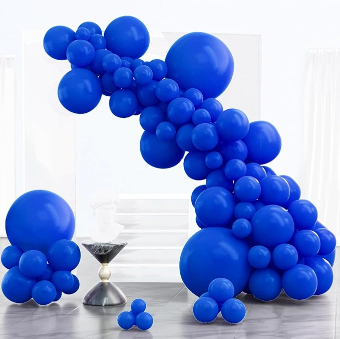 PartyWoo Royal Blue Balloons 85pcs Different Sizes Pack of 18 12 10 5 Inch Dark Blue Balloon Arch Kit for Baby Shower Gender Reveal Graduation Under The Sea Birthday Party Decorations Blue-Y59