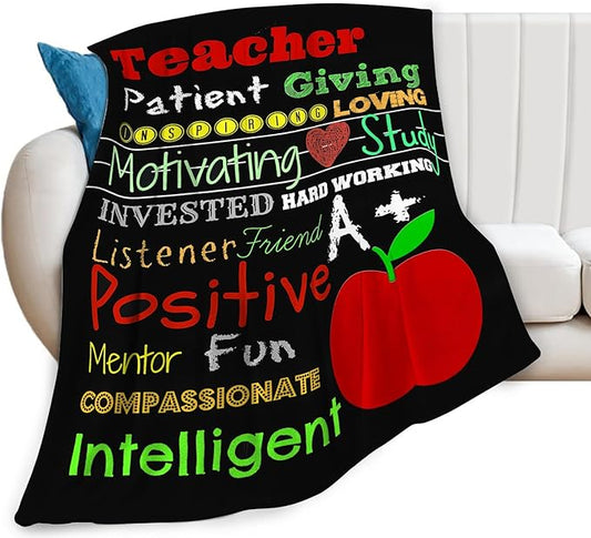Teacher Blanket Best Teacher Decor Throw Blanket Super Soft Flannel Lightweight Fluffy Plush Cozy Fuzzy Fleece Appreciation Gifts Blanket for Woman Adults Man for Bedding Sofa 40"X50"