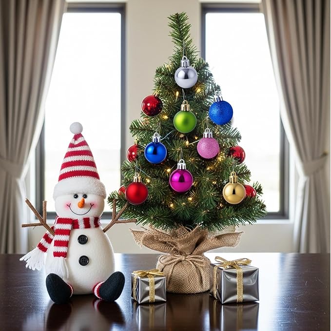 24 Pack Mini Shatterproof Christmas Balls - Small Hanging Ornaments for Trees Christmas Party Decorations, 1.2 Inch (Pink)