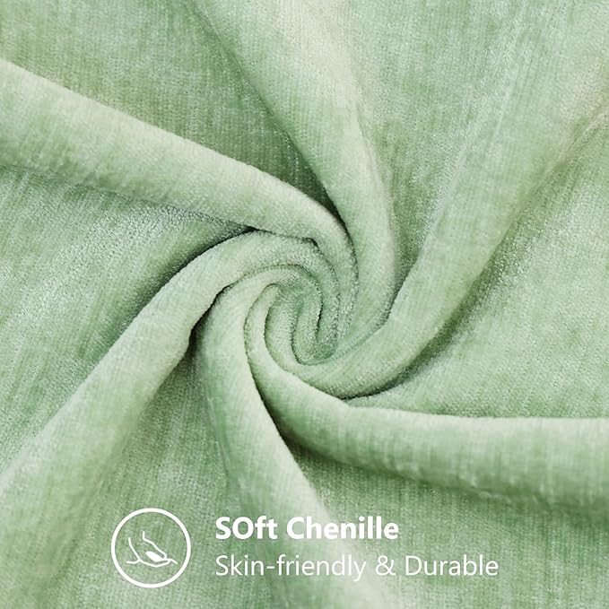 decorUhome Chenille Sage Green Christmas Throw Pillow Covers 24x24 Inch Set of 2, Decorative Soft Couch Pillow Covers Solid Dyed Accent Farmhouse Neutral Square Pillow Cases for Sofa