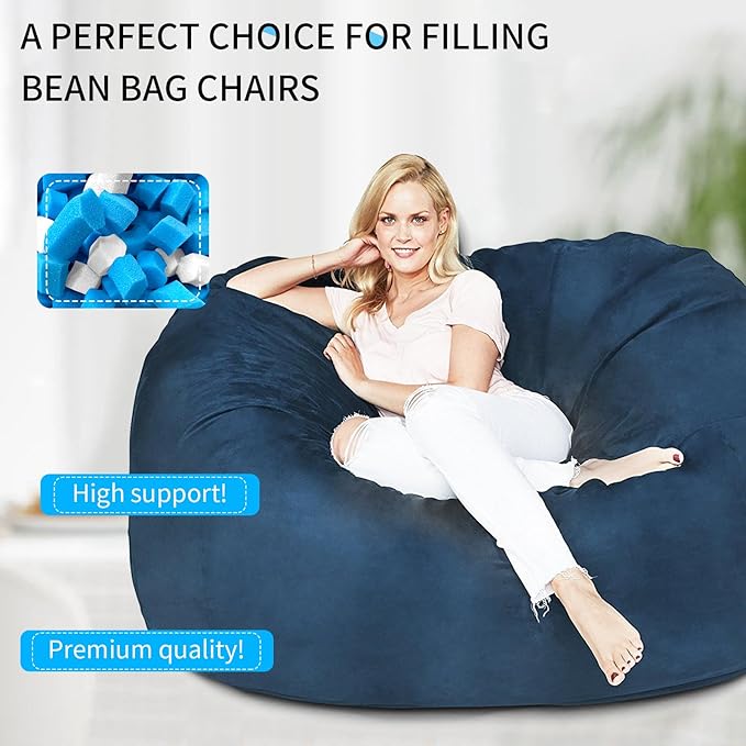 10lbs Bean Bag Filler, Pillow Bean Bag Stuffing Filling, Shredded Memory Foam Filling, Punching Bag Filler, Foam Refill for Pouf/Ottoman Stuffing/Couch/Boxing Bag, Added Gel Particles