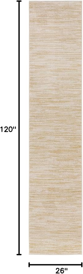Nourison Home Essentials 10' Runner Ivory Gold Fabric Area Rug