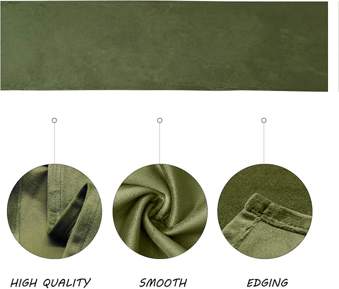BALCONY & FALCON Velvet Table Runner 14"x71" Olive Luxury Machine Washable Farmhouse Vintage Runner for Table Dining, Party, Wedding, Birthday, Easter, Thanksgiving & Christmas & Home Décor