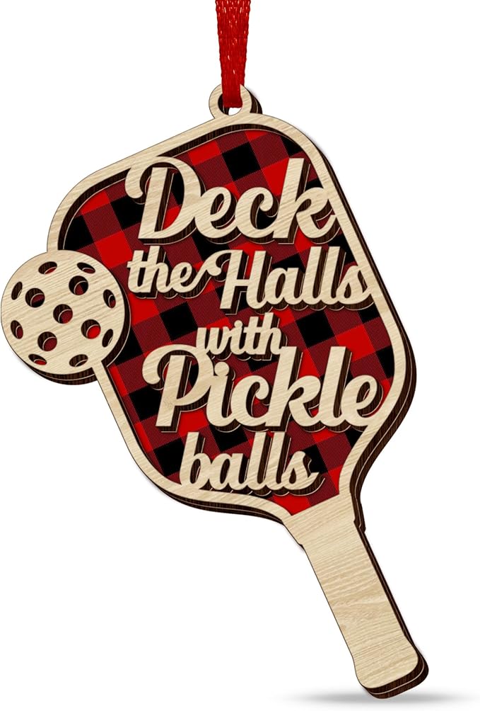 FLAGWIX Christmas Pickleball Gifts for Women Men - Wooden Christmas Ornaments 2025 for Tree Decorations - Birthday Gifts for Pickleball Lovers Friend, Xmas Decorations Pickleballs Ornaments
