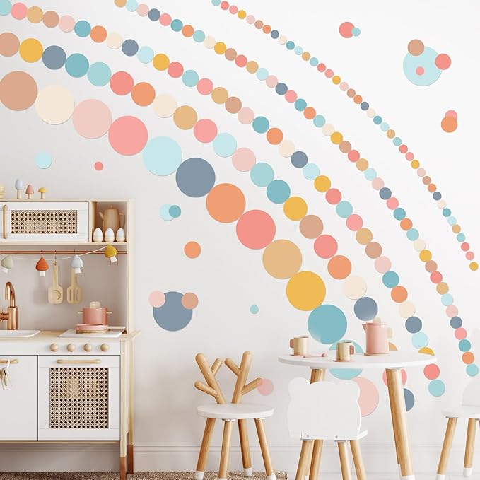 Zonon 264 Pcs Polka Dot Wall Decals for Classroom Decor Kids Circle Wall Sticker Vinyl Peel and Stick Colorful Removable for Nursery Bedroom Playroom Living Room(Bright Colors)