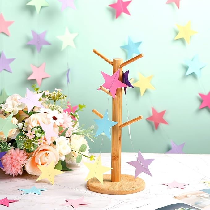 Patelai Glitter Star Garland Banner 2026 New Years Decor 130 Feet Star Hanging Banner Twinkle Backdrop for Birthday Classroom Wedding Christmas Party Supplies(Macaron Color)