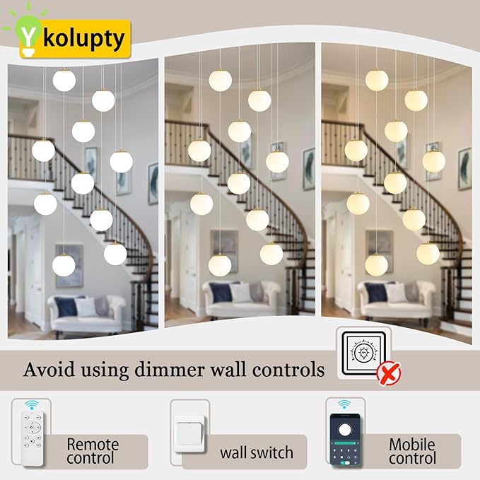 10-Lights Globe Chandelier Gold Pendant Lighting Fixture Hanging Ceiling Light for Dining Room, Kitchen Island,High Ceiling Chandelier Glass Ball Hanging Lighting for Living Room Staircase Entryway