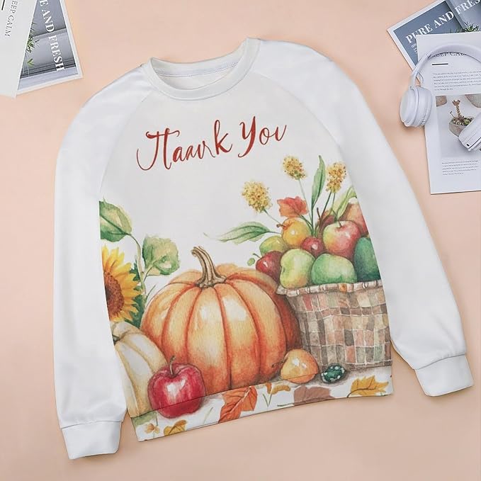 Womens Thanksgiving Sweatshirt Oversized Crewneck Pullover Casual Graphic Long Sleeve Shirts