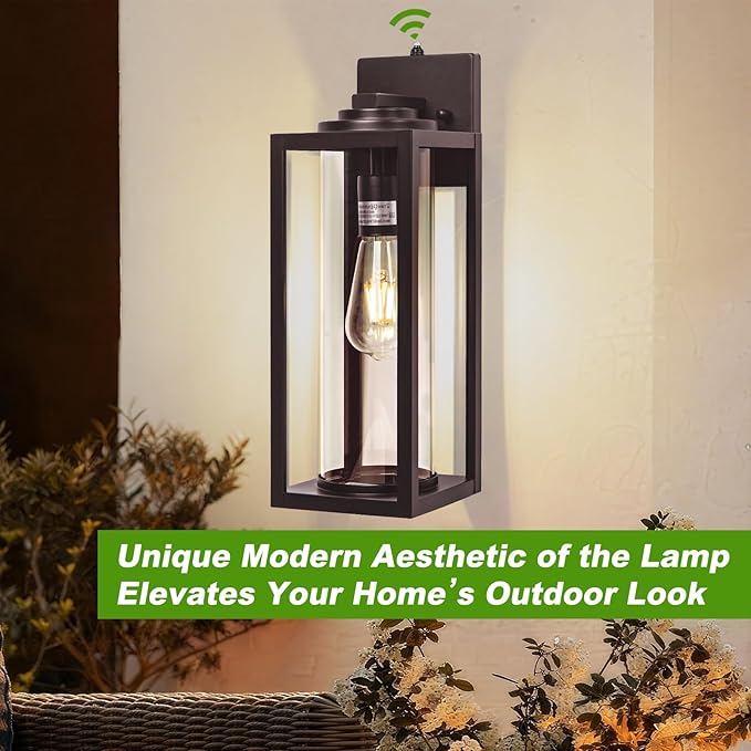 20inch Dusk to Dawn Outdoor Wall Light Fixtures - 2 Packs Large Exterior Waterproof Outdoor Lighting, Modern Porch Sconces Wall Mounted Lighting, Industrial Outside Lantern for Front Door