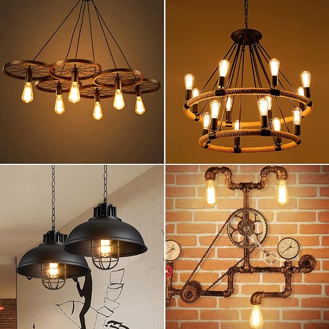 LVWIT Vintage Edison Light Bulb ST21 LED Filament Bulb 8W(60 Watt Equivalent) Dimmable 2500K (Amber Glow) Warm White E26 Medium Base, Amber Glass Cover,6 Pack