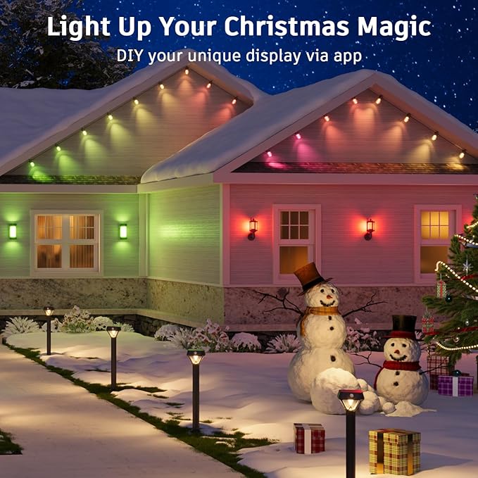 XMCOSY+ Smart Outdoor String Lights - 64ft RGBCWIC Patio Lights with 24 Color Changing Bulbs, LED String Light for Outside Backyard Bistro Party, APP WiFi Control, Work with Alexa, IP65 Waterproof