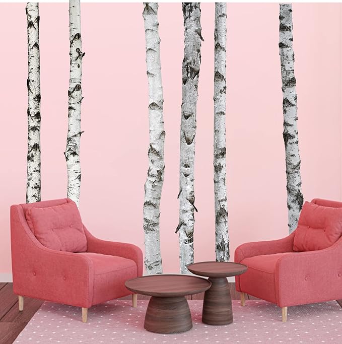 70 Inches Giant Tree Wall Decal White Birch Tree Wall Sticker Large Trees Decals Peel and Stick Woodland Forest Tree Sticker Nature Trees Stickers for Bedroom Nursery Living Room