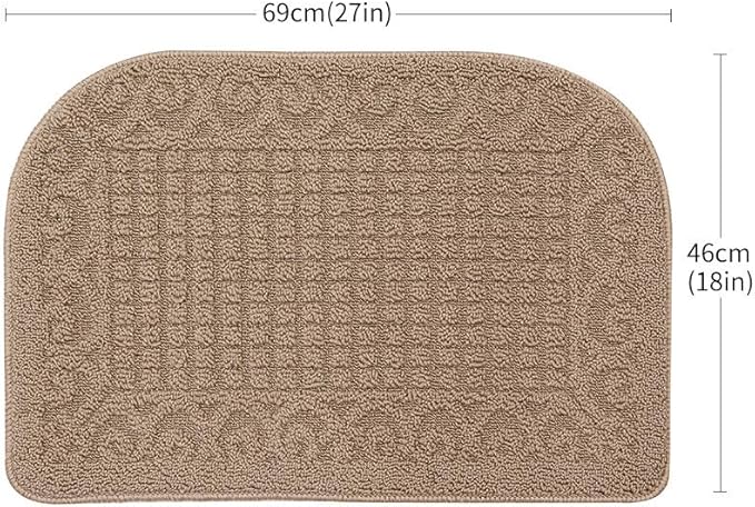 COSY HOMEER 27X18 Inch Anti Fatigue Kitchen Rug Mats are Made of 100% Polypropylene Half Round Rug Cushion Specialized in Anti Slippery and Machine Washable,Beige(2 pcs)