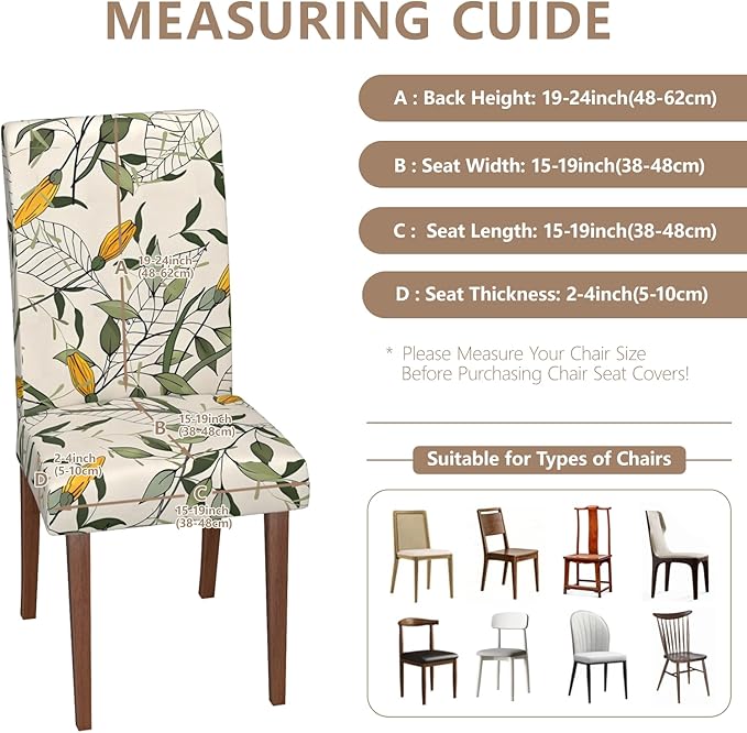 Stretch Dining Chair Covers Set of 2,Floral Print Chair Covers,Soft Removable Washable,Pet Friendly Furniture Protector,Universal Chair Slipcovers for Home, Kitchen,Ceremony Dining Room Seat