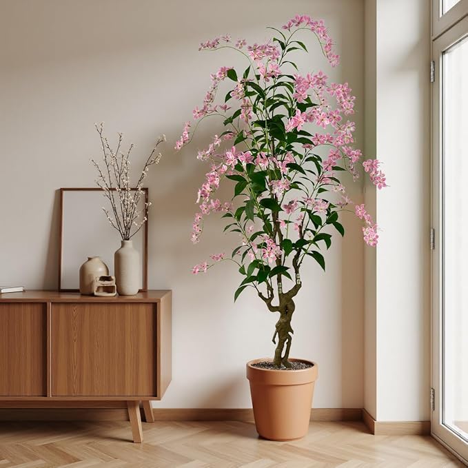 Artificial Tree Faux Jasmine Tree 7ft Tall Fake Jasmine Plant in Pot Fake Silk Tree Faux Plants Indoor