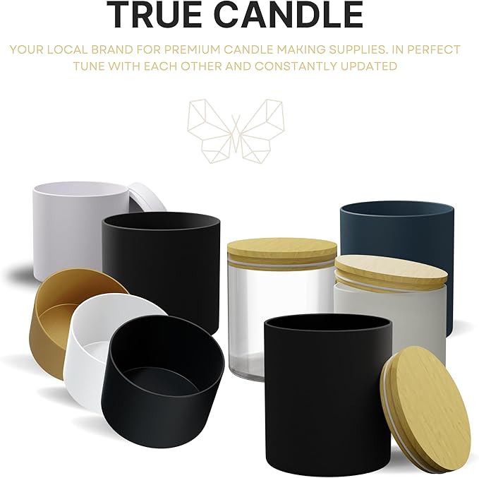 True Candle Tins for Making Candles - 12 Pack of 16 oz White Candle Containers Bulk - Empty tins with lids for Candles - Premium Glass Jars, Vessels | Painted Outside Inside | Matte White (Tall)
