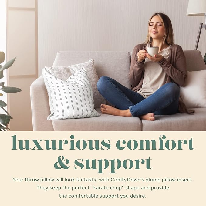 ComfyDown 16x24 Decorative Throw Pillow Insert, Down and Feathers Fill, 100% Cotton Cover 233 Thread Count, Rectangle Pillow Insert - Made in USA (2 Pack)