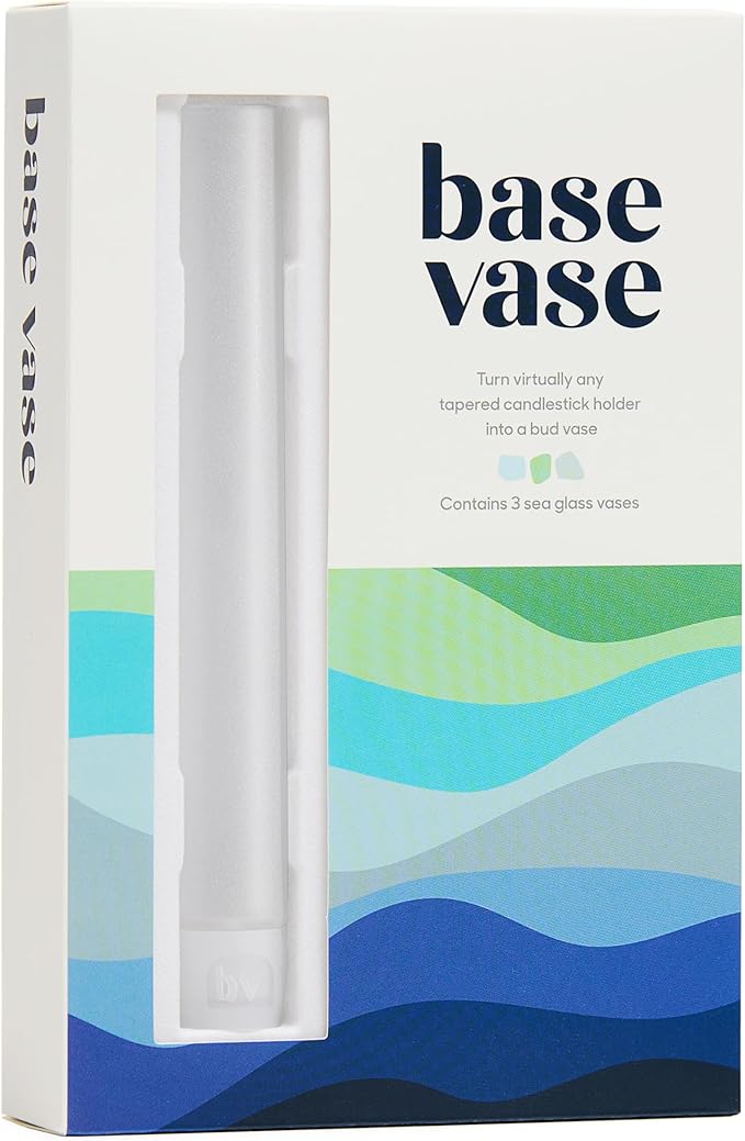 Base Vase (3-Pack) - The Bud Vase That Fits in Taper Candle Holders | Create Floral Arrangements for Tablescapes, Centerpieces, Weddings and Home Decor (Sea Glass Edition)